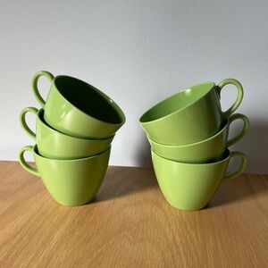 Vintage Melmac Melamine Green Dining Mugs Set of 6